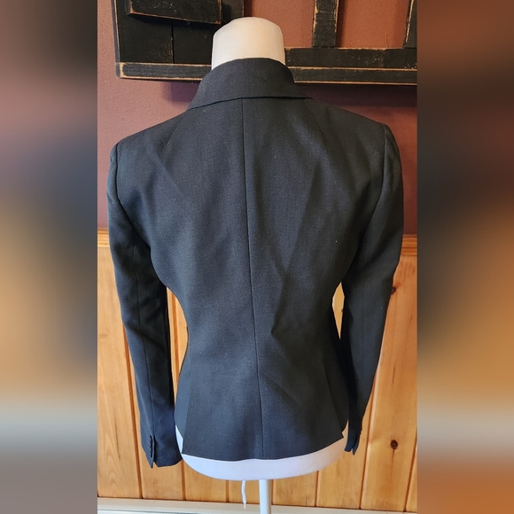 J. CREW Wool Blazer Size 0 Dark Gray Evergreen - Picture 2 of 9